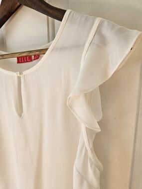 Ivory Flutter Cap Sleeve Top, Semi Sheer Medium By Elle